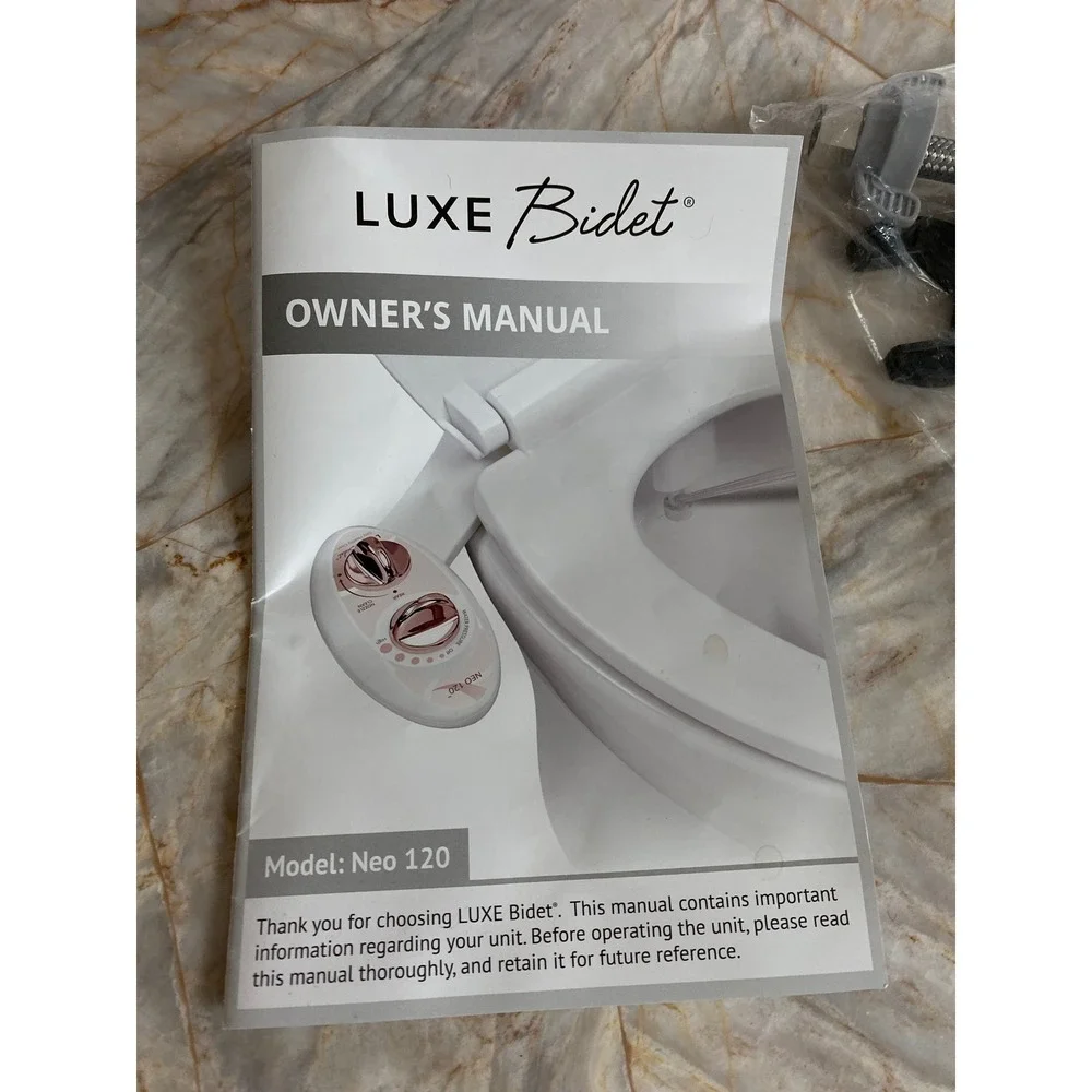 LUXE Bidet Neo 120 Non-Electric Bidet Toilet Attachment White Rose Gold